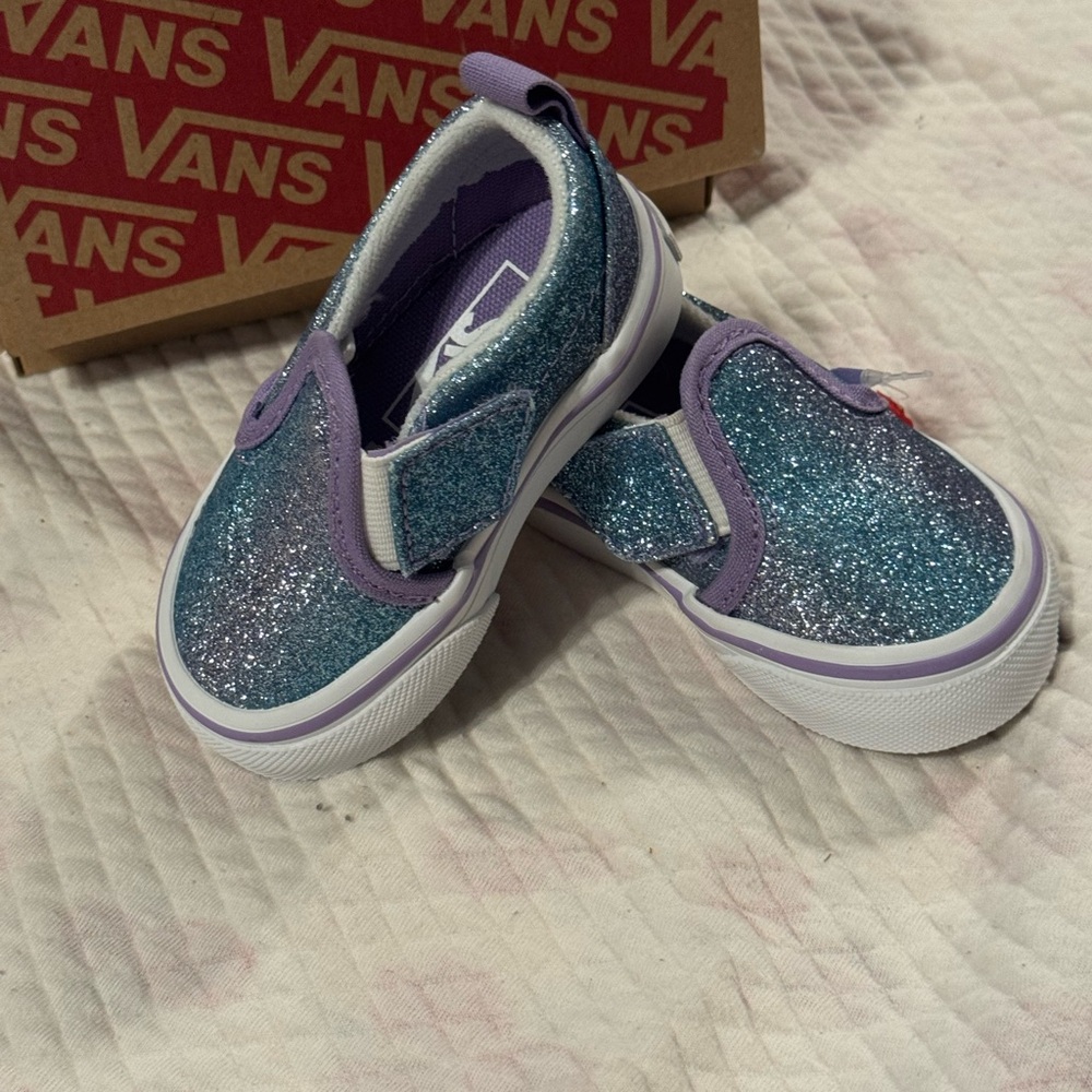 Vans Slip-On Blue Ombre Glitter Shoes